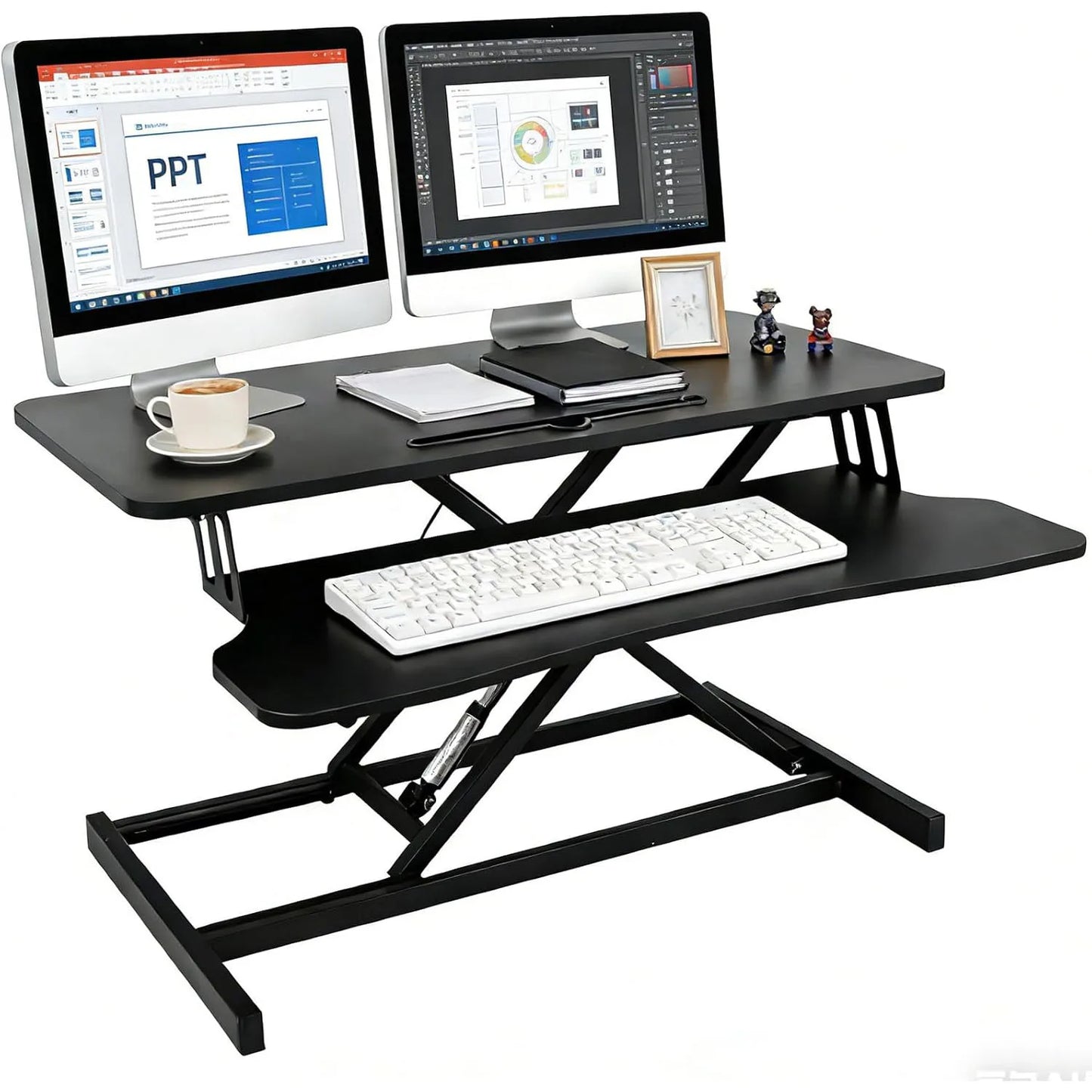 Desk Converter with Keyboard Shelf – Height Adjustable Workstation