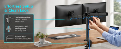 Heavy-Duty Dual Monitor Stand for Two Screens