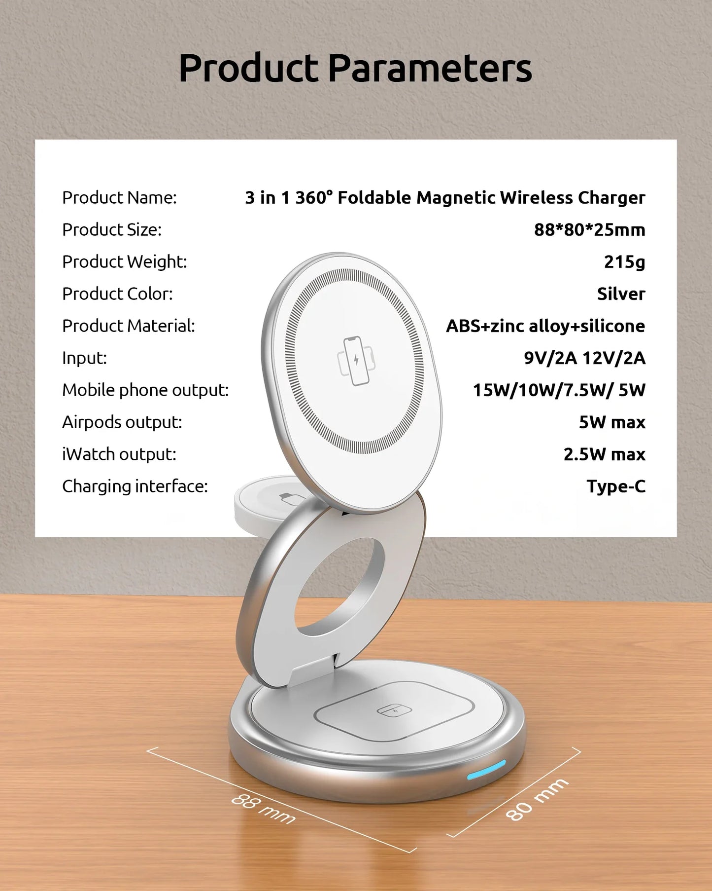 Magnetic Charging Stand with 3-in-1 Rotating Features