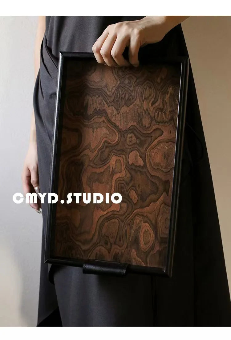 Organizational Woven Tray – Chic Design with Volcano Motif