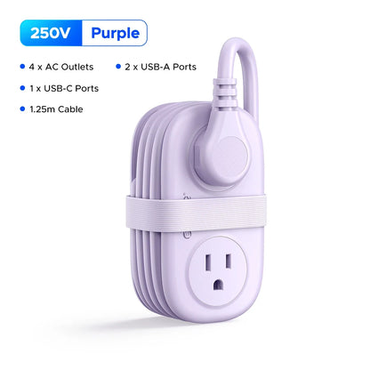 Travel-Friendly Power Strip with Cord Organization