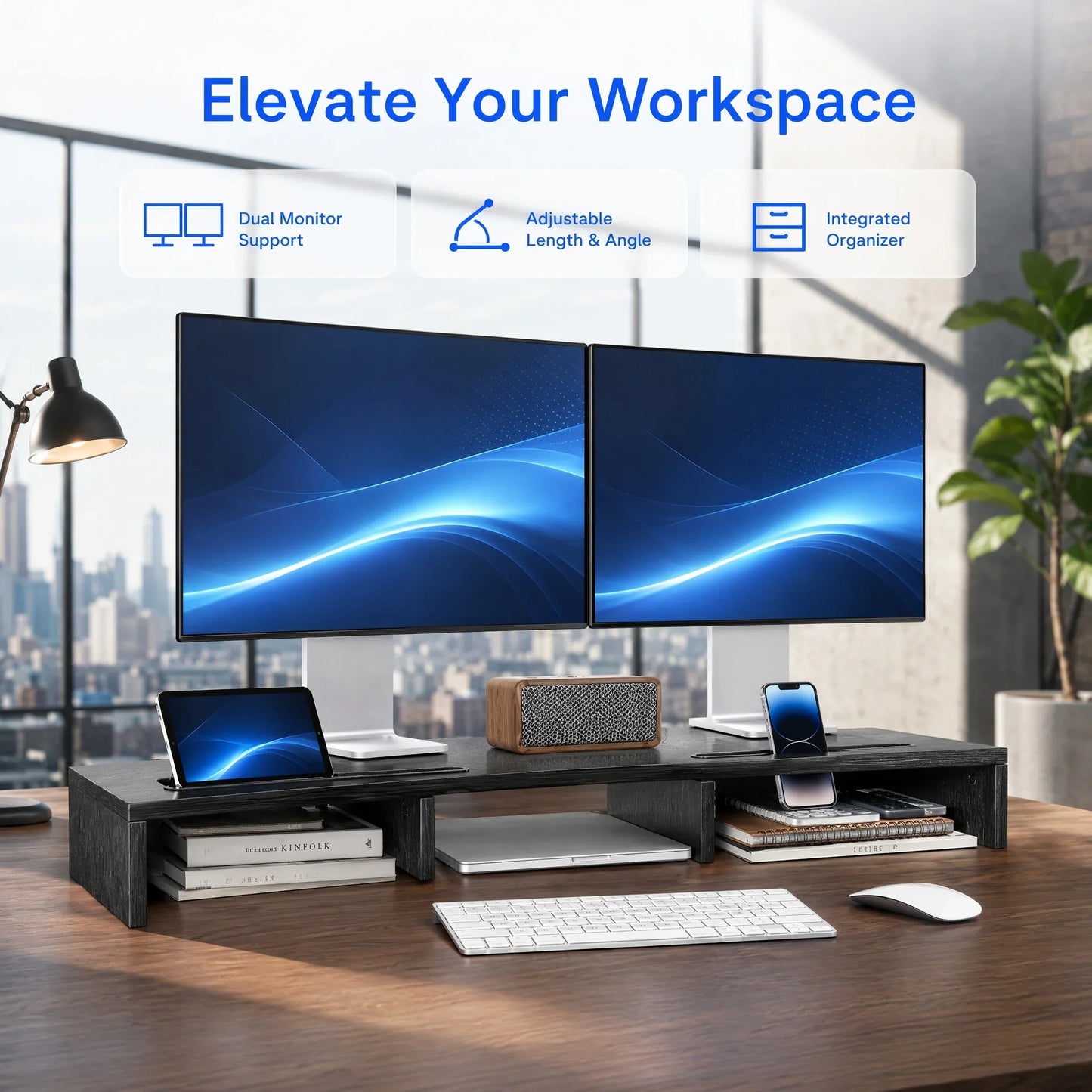 Riser for Dual Monitors - Adjustable Stand