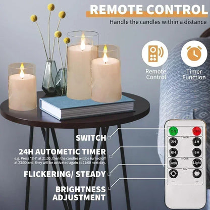 Pillar Candles with LED Light and Glow Effect