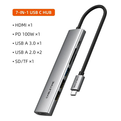 7-Port USB-C Hub with Multi-Function Connectivity