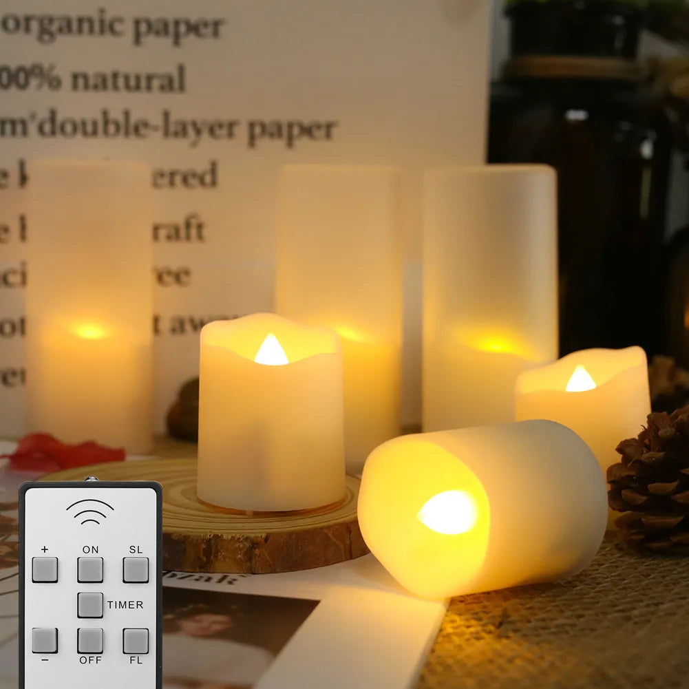 Set of 6 Rechargeable LED Candles with Timer Function