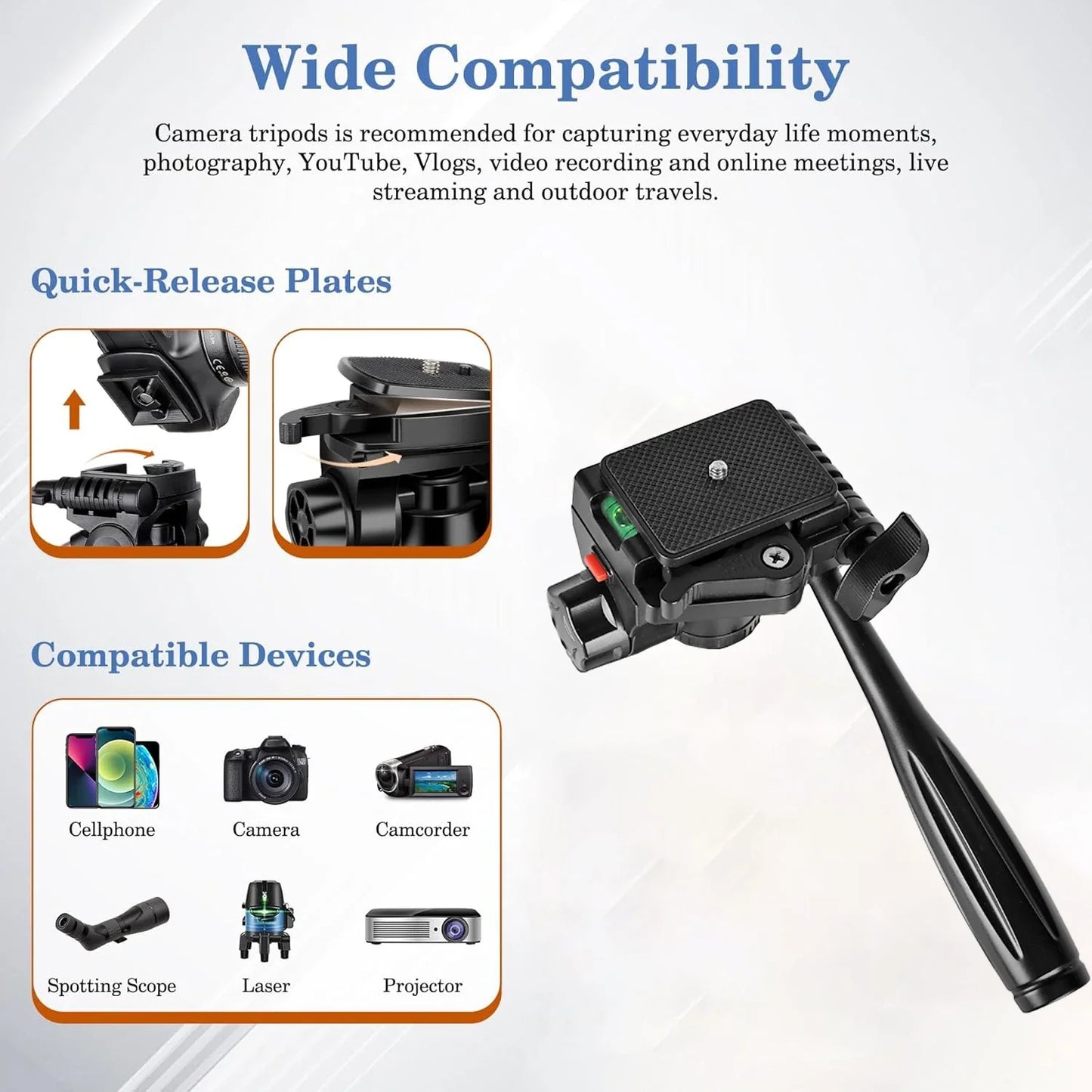 Aluminum Tripod for Cameras – 79 Inches Tall