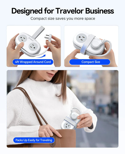 Travel-Friendly Power Strip with Cord Organization