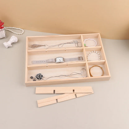Display Wooden Jewelry Organizer with Tiered Design