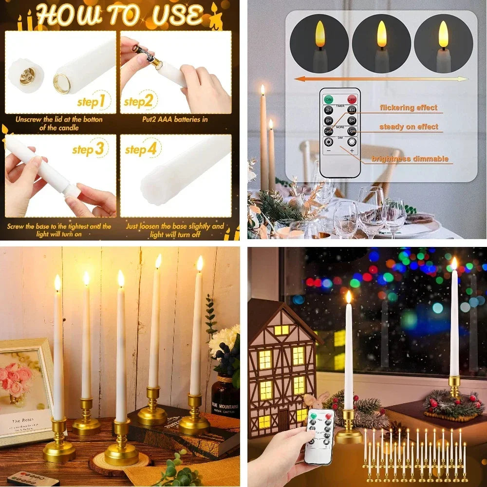 LED Taper Candles without Flame