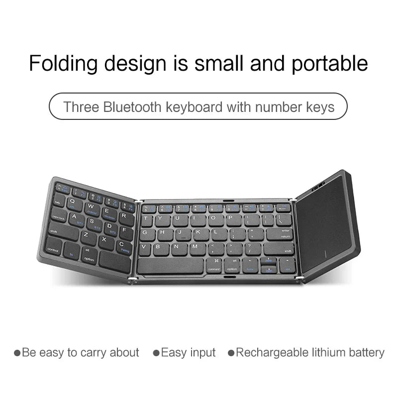 Compact Bluetooth Keyboard with Touchpad – Foldable Design