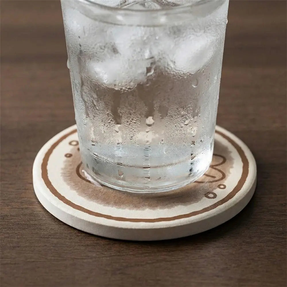 Diatomaceous Earth Coaster with Cartoon Cat Design