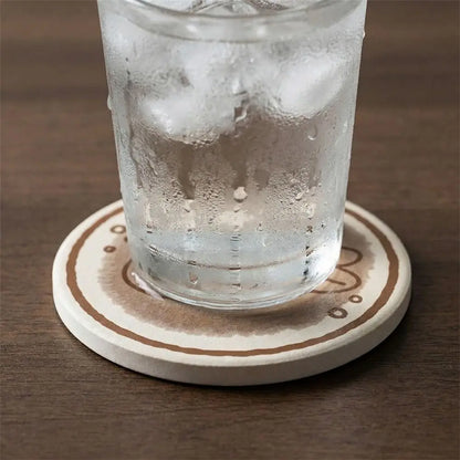 Diatomaceous Earth Coaster with Cartoon Cat Design