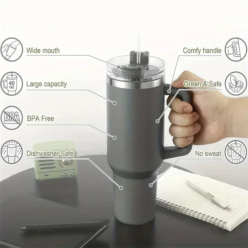 Water Bottle with Straw – Insulated Design