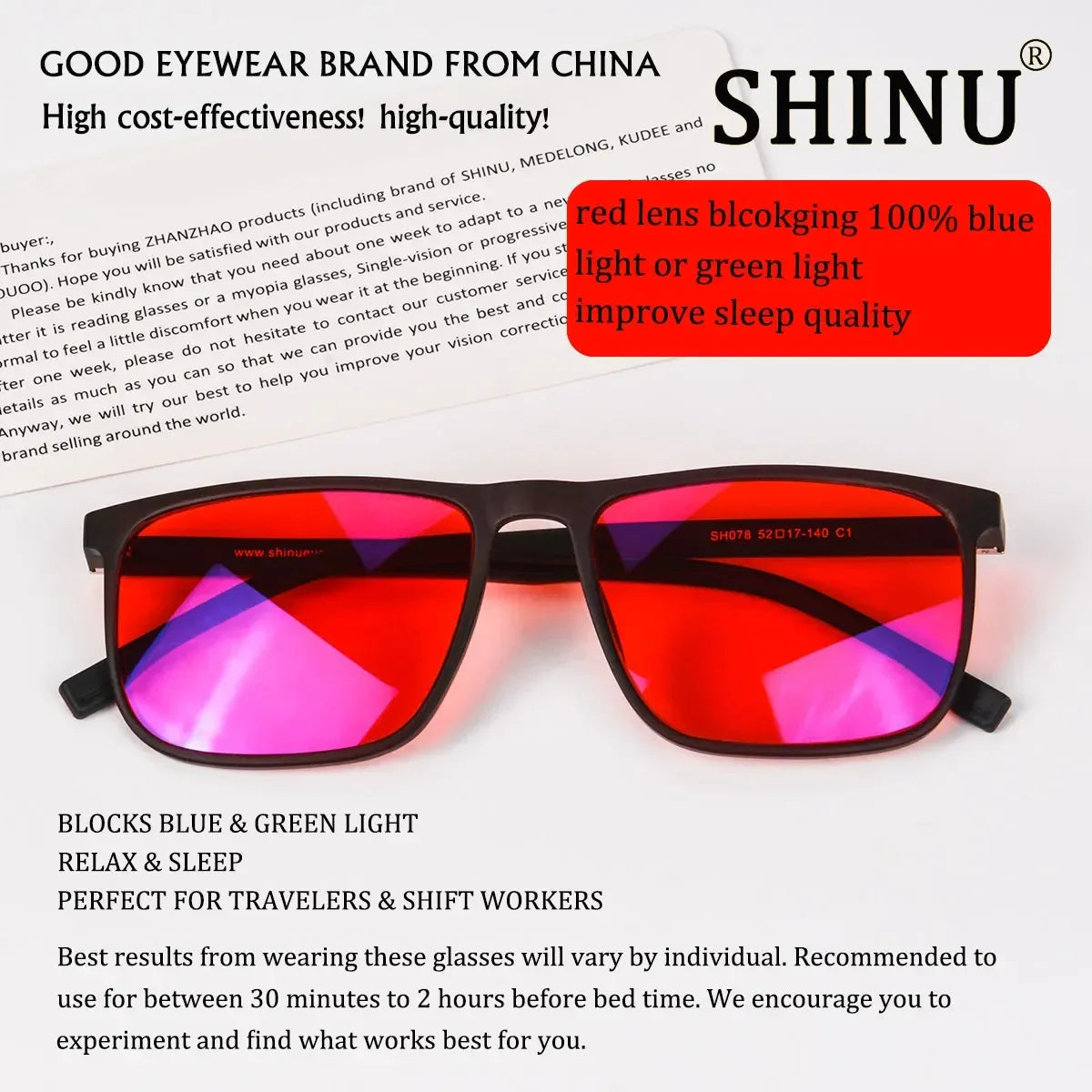 Red Lens Blue Light Blocking Glasses