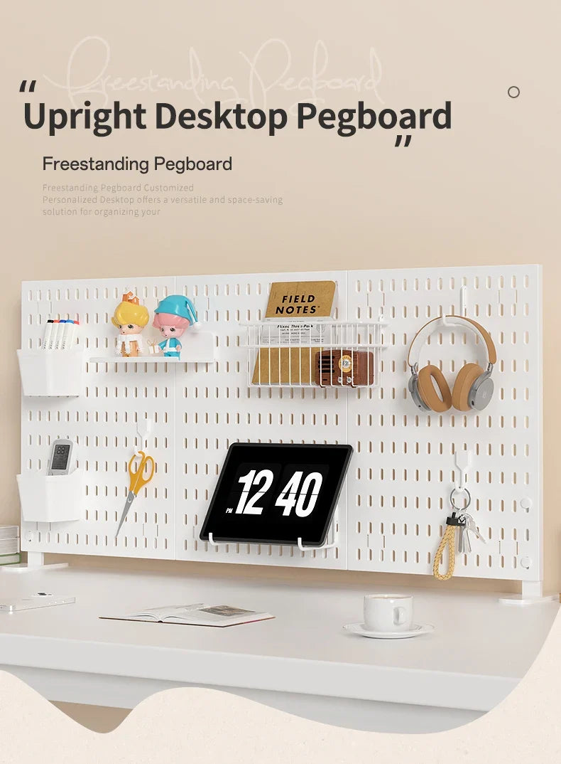 Desktop Organizer with Pegboard Design - Simple Setup, No Drilling Required