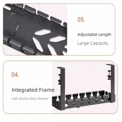 Adjustable Cable Organizer Tray for Under-Desk Use