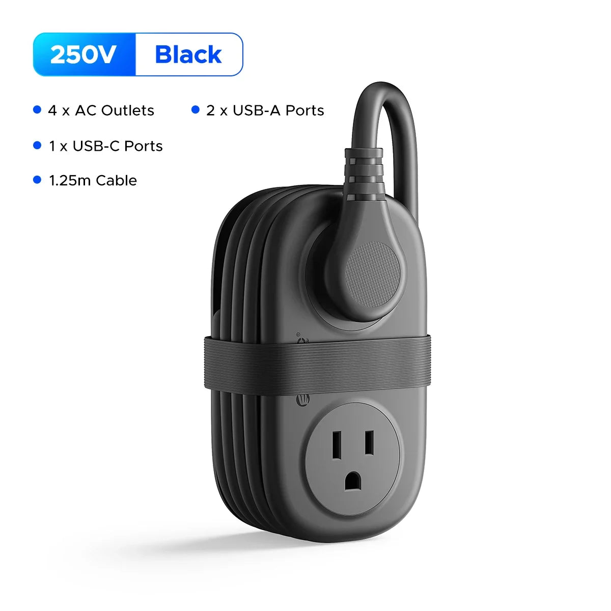 Travel-Friendly Power Strip with Cord Organization