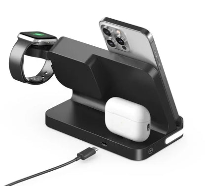Wireless Charging Station with LED Clock – 6 Functions