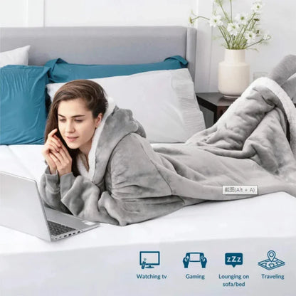 Cozy Fleece Hoodie Blanket in Extra Large Size for Warm Comfort