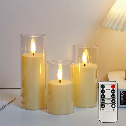 Pillar Candles with LED Light and Glow Effect