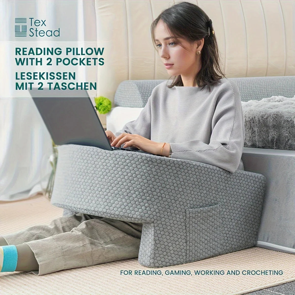 Extra Large Support Pillow with Memory Foam for Bed Rest