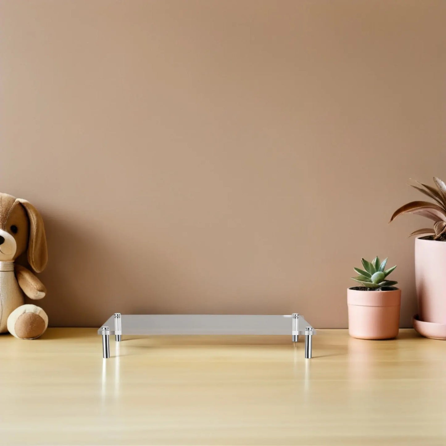 Desk Riser Stand in Clear Acrylic for Monitor Elevation