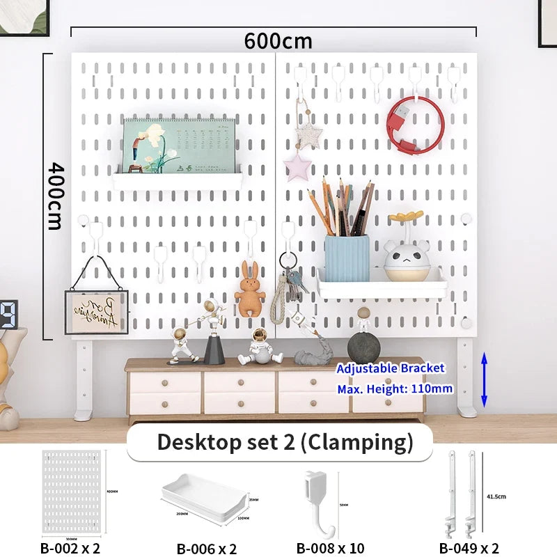 Desktop Organizer with Pegboard Design - Simple Setup, No Drilling Required