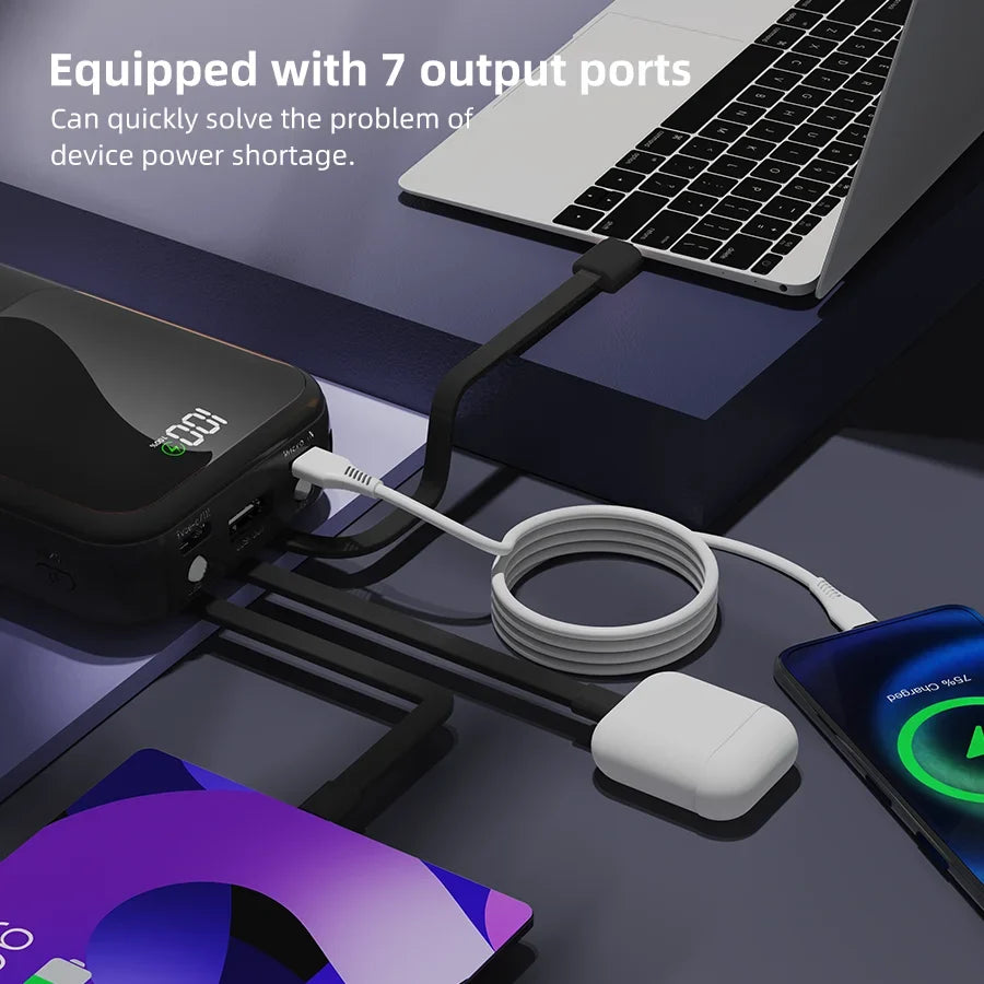 Power Bank with Integrated Cable – High Capacity Portable Charger