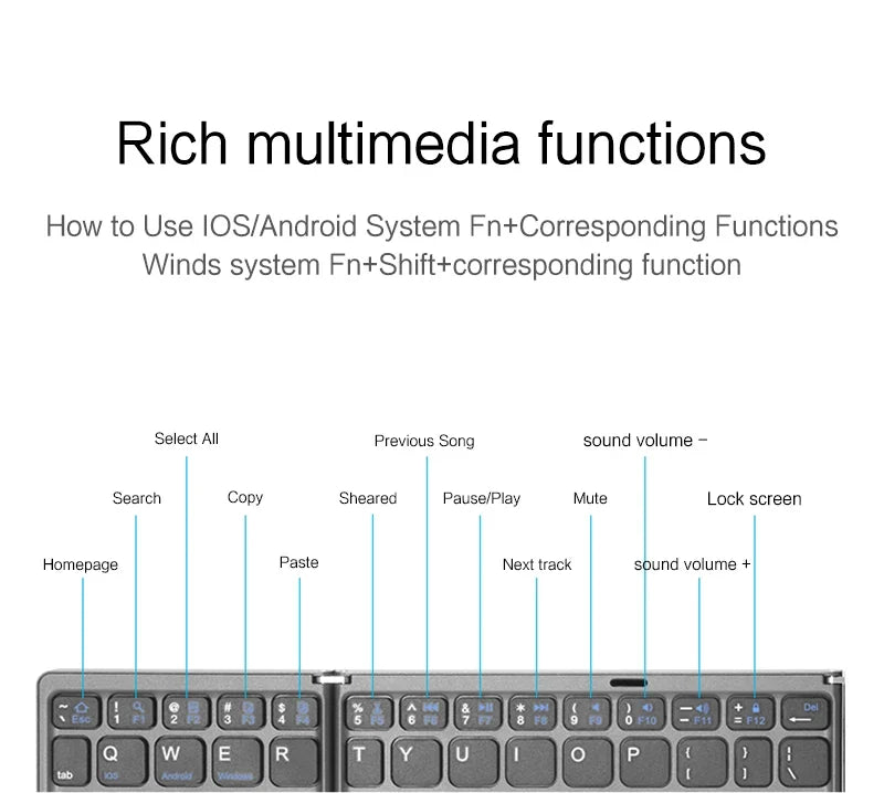 Compact Bluetooth Keyboard with Touchpad – Foldable Design