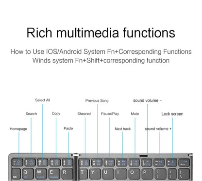 Compact Bluetooth Keyboard with Touchpad – Foldable Design
