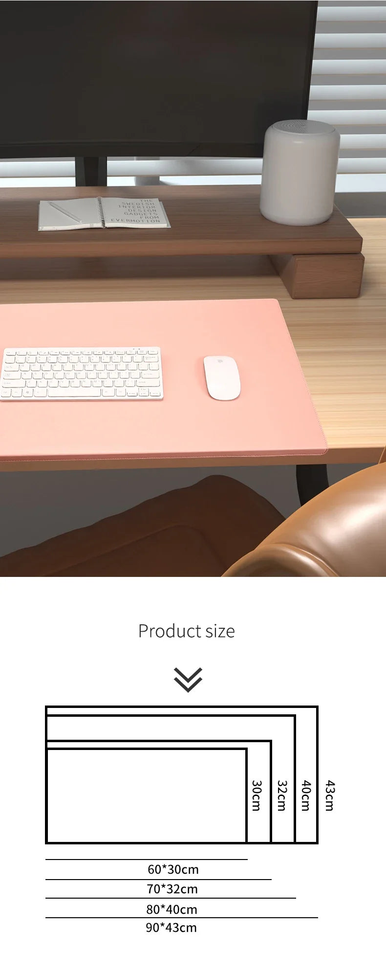 Wrist Support Desk Mat in PU Leather