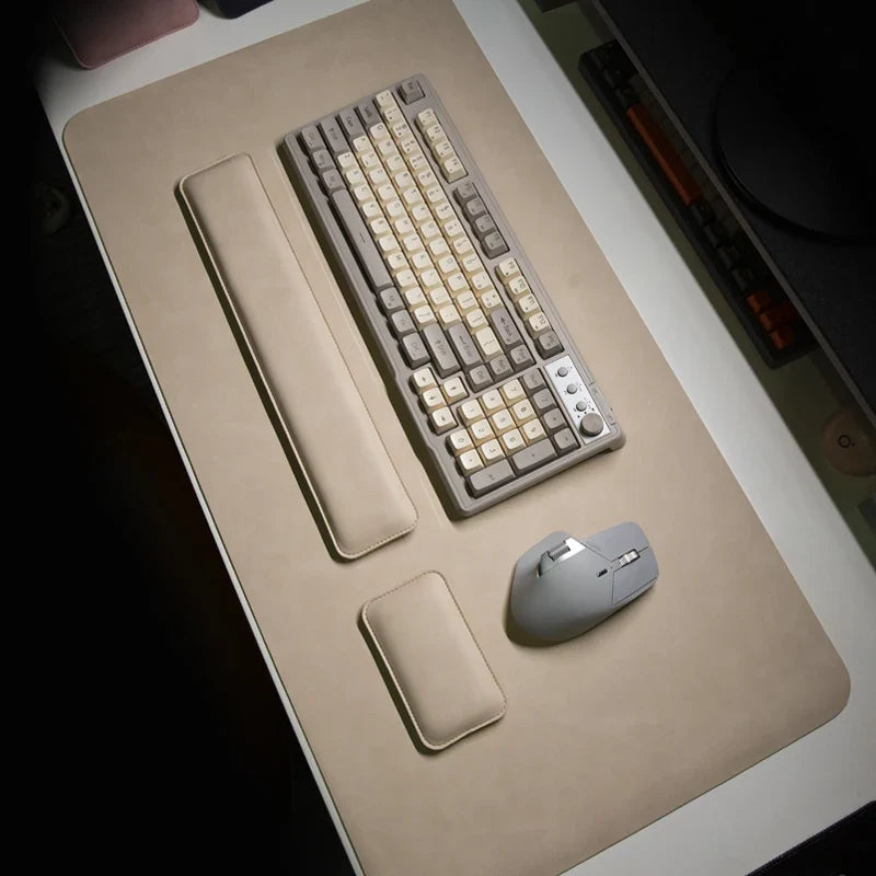 Desk Mat and Wrist Support Set in Leather