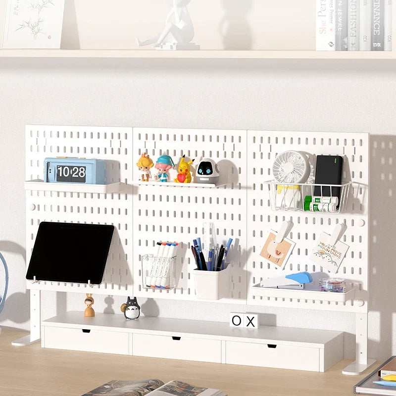 Desktop Organizer with Pegboard Design - Simple Setup, No Drilling Required