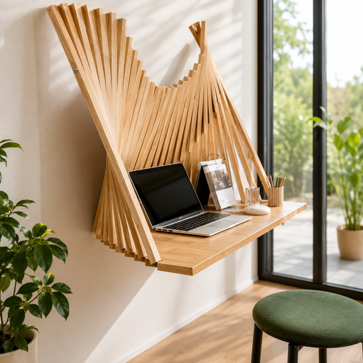 Elegant Semi-Circular Solid Wood Desk for Home Workspace