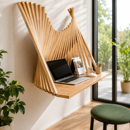 Elegant Semi-Circular Solid Wood Desk for Home Workspace