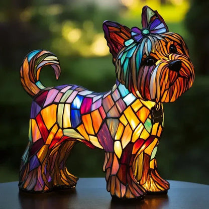 Charming Dog-Themed Stained Glass Lamp for Cozy Spaces
