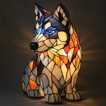 Charming Dog-Themed Stained Glass Lamp for Cozy Spaces
