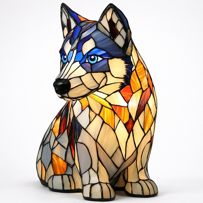 Charming Dog-Themed Stained Glass Lamp for Cozy Spaces