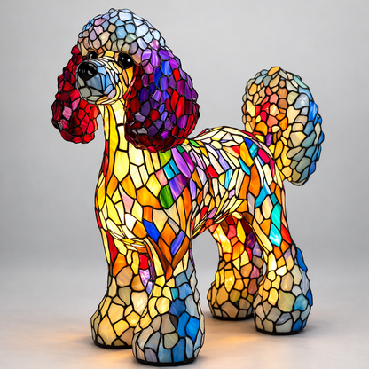 Charming Dog-Themed Stained Glass Lamp for Cozy Spaces