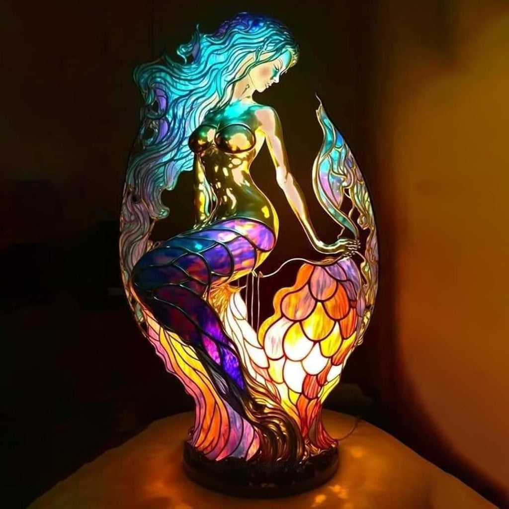 Artistic LED Table Lamp with Vibrant Glass Design
