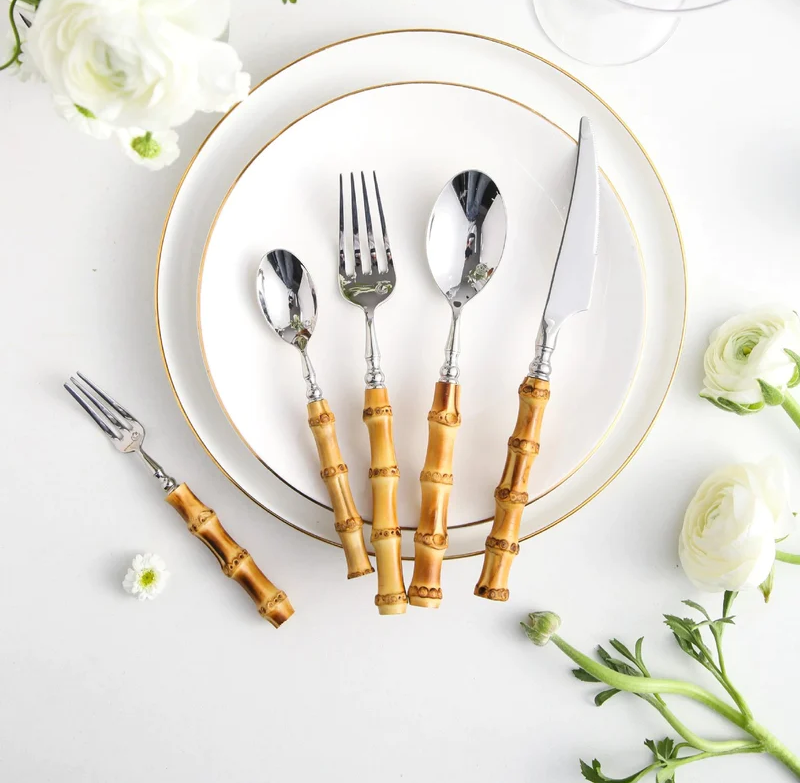 Sustainable Bamboo and Stainless Steel Dining Set