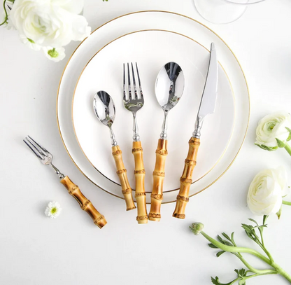 Sustainable Bamboo and Stainless Steel Dining Set