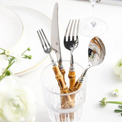Sustainable Bamboo and Stainless Steel Dining Set
