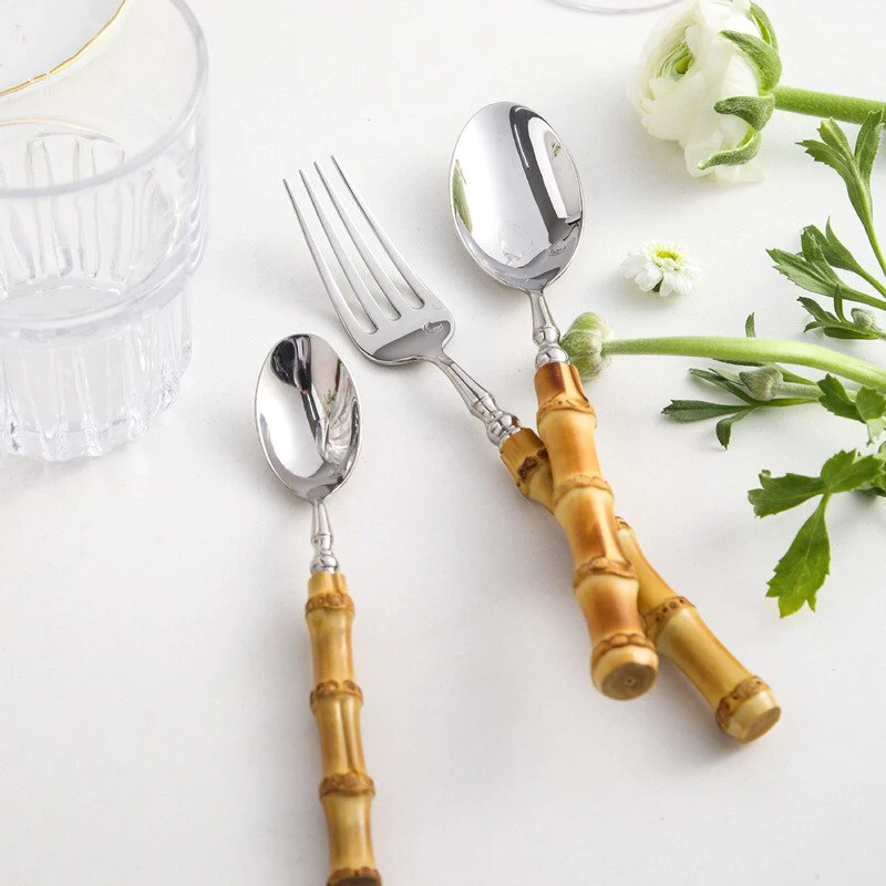 Sustainable Bamboo and Stainless Steel Dining Set