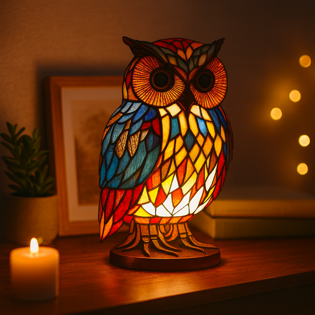 Vivid Animal-Shaped Table Lamp with Stained Glass Design
