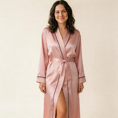 Satin Nursing Robe in Moonlit Color