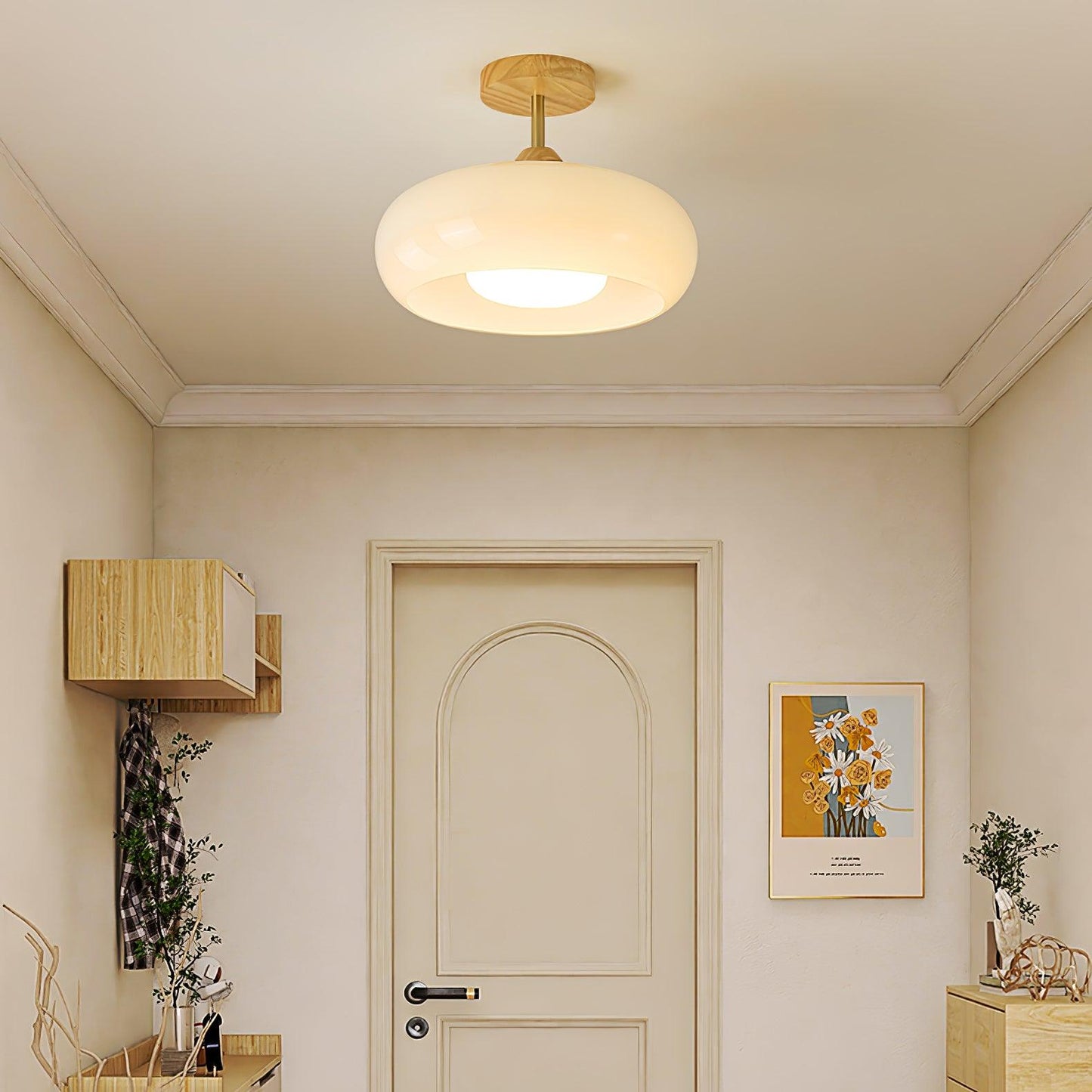 Chic Wooden Semi-Flush Mount Ceiling Light Fixture
