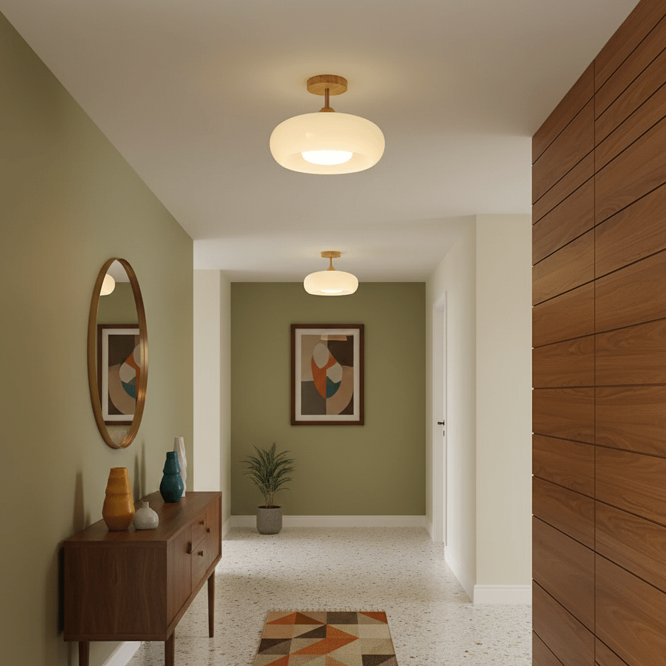 Chic Wooden Semi-Flush Mount Ceiling Light Fixture