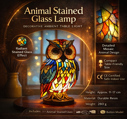 Vivid Animal-Shaped Table Lamp with Stained Glass Design
