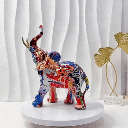 Vibrant Elephant Sculpture - Expressive Home Decor Accent